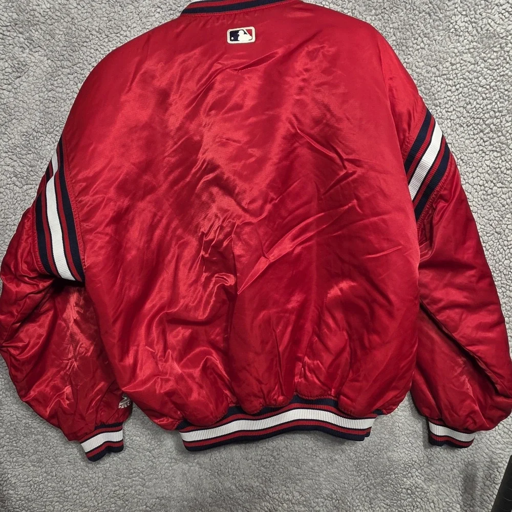 Rare VTG‎ Cleveland Indians Starter Red Satin Jacket Diamond Collection Mens LRG